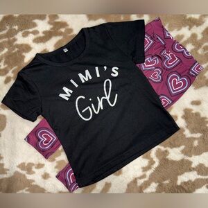 Girls 4T Outfit Set – Mimi’s Girl Shirt & Heart Print Leggings Set
